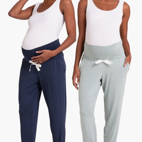 Seraphine Twin Pack Maternity Lounge Pant Joggers Black and Gray - Picture 4 of 6
